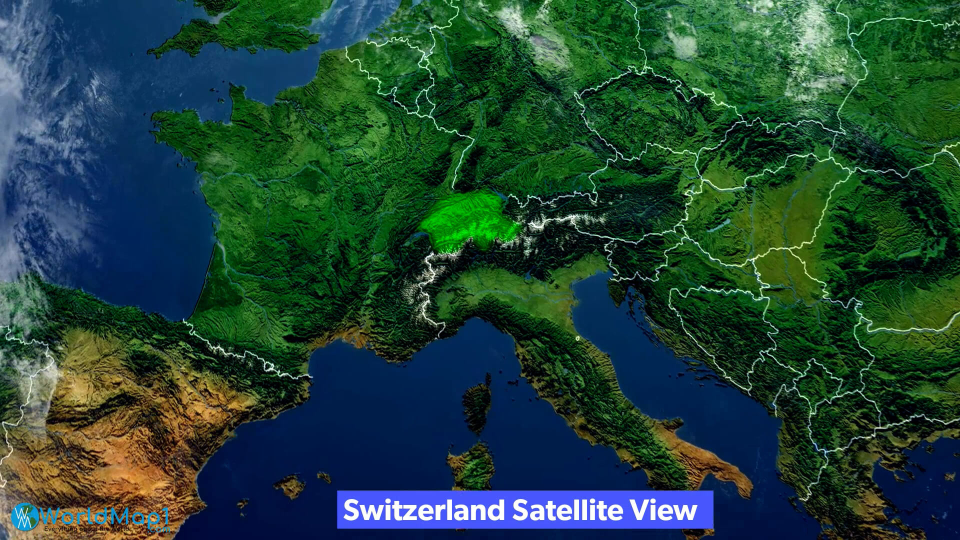Switzerland and Europe Satellite Image